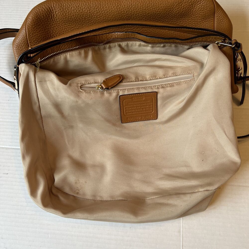Coach Soft Brown Pebbled Leather Shoulder Bag Bleecker Model 31623 - Picture 9 of 13